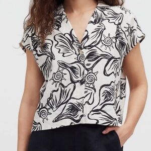 Madewell Boxy Cap Sleeve Linen Button-Up Shirt